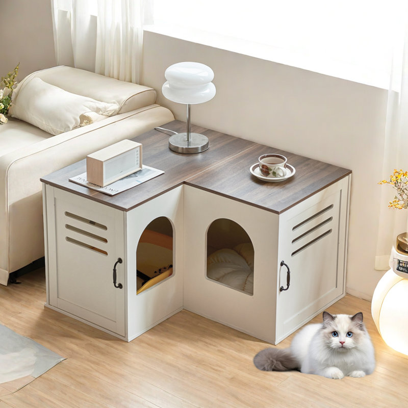 Double litter box cabinet hot sale
